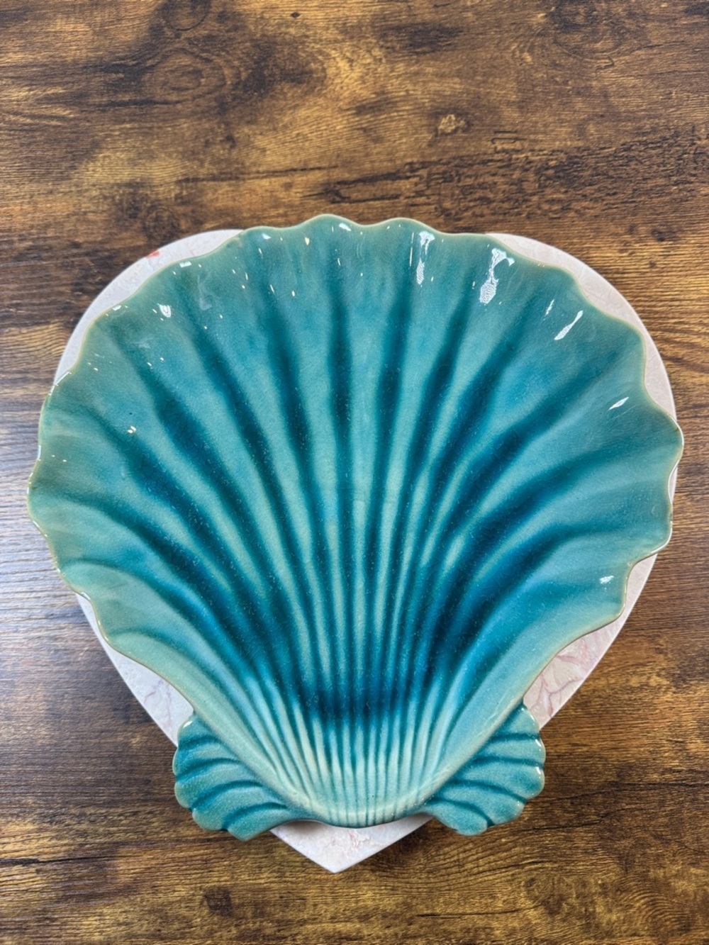 Ceramic Shell Wall Accent in Teal
